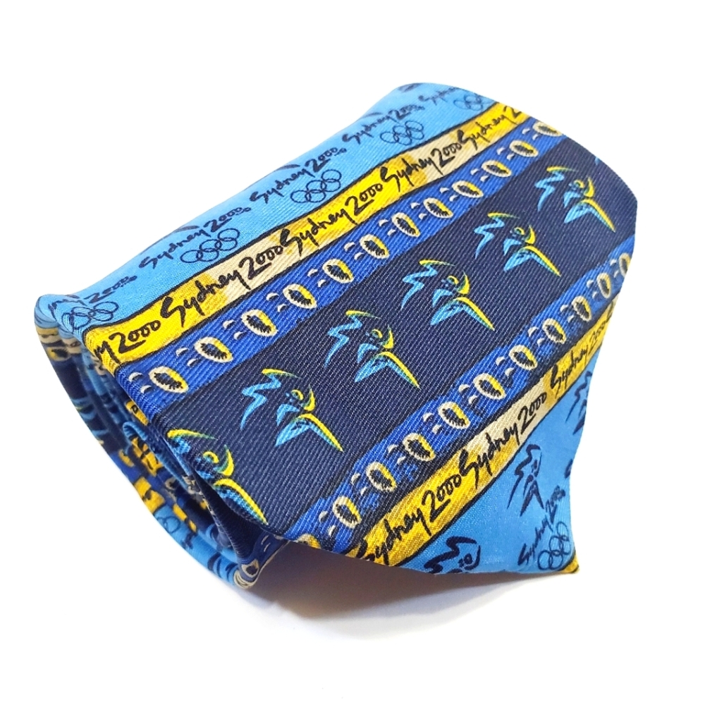 Davenport Necktie Blue Geometric Pattern 2000 Sydney Olympics Men's Silk Tie